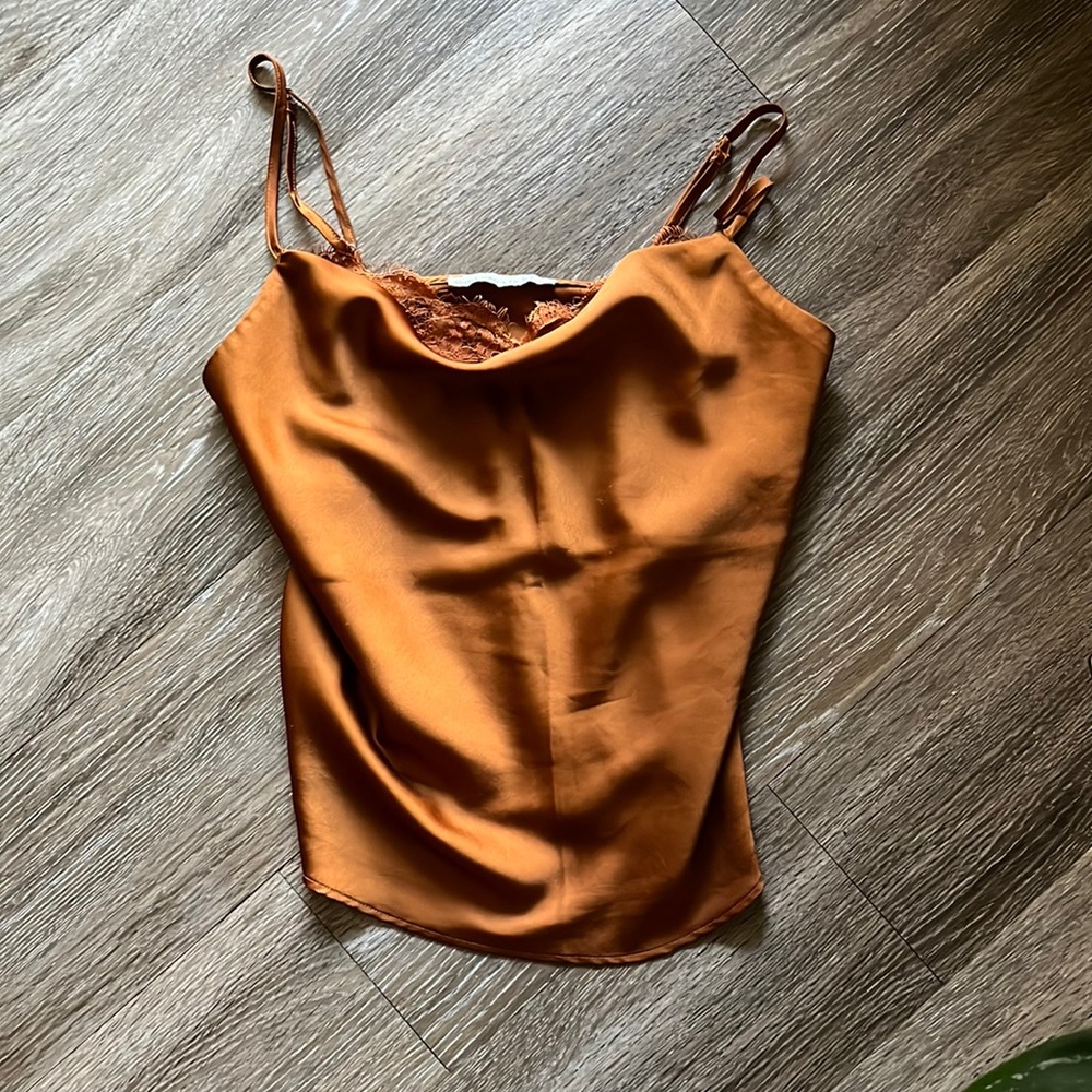 A&F lace trim cowlneck cami